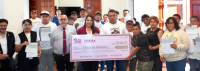 Tonantzin Fern&aacute;ndez fortalece las tradiciones de San Pedro Cholula con apoyos a batallones de animeros