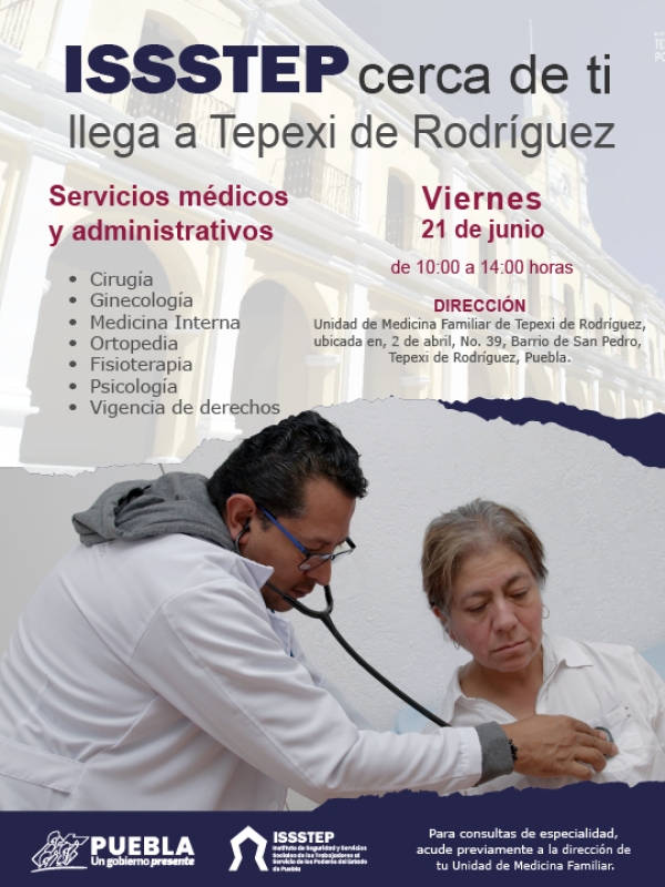 Invita ISSSTEP a jornada de servicios en Tepexi de Rodríguez