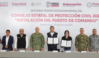 GOBIERNO FEDERAL Y ESTATAL INSTALAN PRIMER PUESTO DE MANDO DE PROTECCI&Oacute;N CIVIL