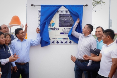 PALABRA CUMPLIDA EN SAN ANTONIO CACALOTEPEC; INAUGURA MUNDO TLATEHUI NUEVO DEPORTIVO