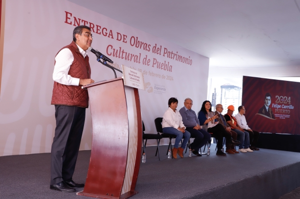 EN PUEBLA, AMLO ENTREGA OBRAS DEL PATRIMONIO CULTURAL