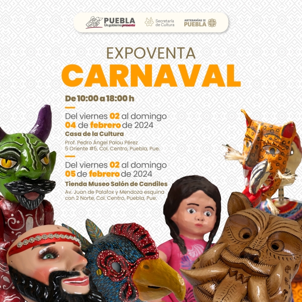 Alista gobierno de Puebla expoventa “Carnaval”