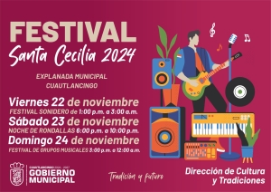 POR FESTIVIDAD DE SANTA CECILIA, SE PRESENTARÁN DIVERSOS GRUPOS MUSICALES EN CUAUTLANCINGO